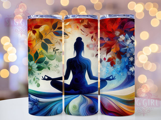 Colorful Vibrant Boho Yoga Tumbler, Vibrant Meditation Cup, Yoga Pose Wrap, 20Oz Sublimation Tumbler, Spiritual Wellness Design, Mindful Gift Cup, Boho Yoga Tumbler Sublimation SvggirlplusArt 
