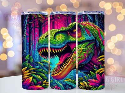 Colorful Vibrant Dinosaur 20oz Tumbler Wrap Sublimation Design, Straight Tapered Tumbler Wrap, Dinosaur Tumbler Png, Instant Digital Download Sublimation SvggirlplusArt 