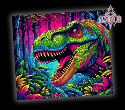 Colorful Vibrant Dinosaur 20oz Tumbler Wrap Sublimation Design, Straight Tapered Tumbler Wrap, Dinosaur Tumbler Png, Instant Digital Download Sublimation SvggirlplusArt 