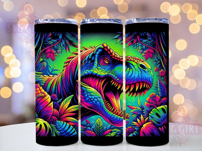 Colorful Vibrant Dinosaur 20oz Tumbler Wrap Sublimation Design, Straight Tapered Tumbler Wrap, Dinosaur Tumbler Png, Instant Digital Download Sublimation SvggirlplusArt 