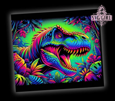 Colorful Vibrant Dinosaur 20oz Tumbler Wrap Sublimation Design, Straight Tapered Tumbler Wrap, Dinosaur Tumbler Png, Instant Digital Download Sublimation SvggirlplusArt 