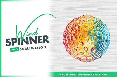 Colorful Water Droplets on Rainbow Background Abstract Wind Spinner Round Png Sublimation Regulrcrative 