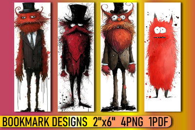 Colorful Watercolor Bookmarks with Monster Themes Sublimation afrosvg 
