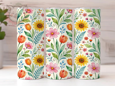 Colorful Watercolor Floral 20oz Tumbler, Watercolor Floral Motif, Colorful Art Design, Elegant Theme, Whimsical Accent, Vibrant Charm, Sublimation Wrap, 20oz Tumbler Sublimation Lara' s Designs 
