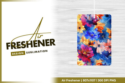 Colorful watercolor floral pattern air freshener png Sublimation Regulrcrative 