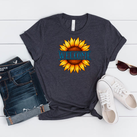 Colorful Welcome Sunflower SVG | Sunflower PNG SVG Paige Cole Studio 