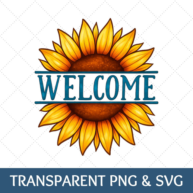 Colorful Welcome Sunflower SVG | Sunflower PNG SVG Paige Cole Studio 