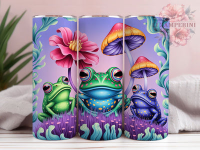 Colorful Whimsical Frog Tumbler, Colorful Style, Nature Inspired, Whimsical Design, Bright Pattern, 20Oz Tumbler, Sublimation Wrap Sublimation Li Zamperini 