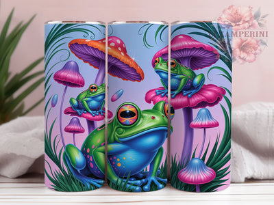 Colorful Whimsical Frog Tumbler, Colorful Style, Nature Inspired, Whimsical Design, Bright Pattern, 20Oz Tumbler, Sublimation Wrap Sublimation Li Zamperini 