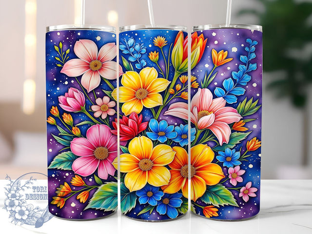Colorful Wildflower 20oz Tumbler Wrap, Vibrant Floral Design, 20oz Sublimation Tumbler, Bright Flower Drinkware, Floral Gift for Her, Nature Inspired Tumbler, Spring Decor Tumbler Sublimation ToriDesigns 