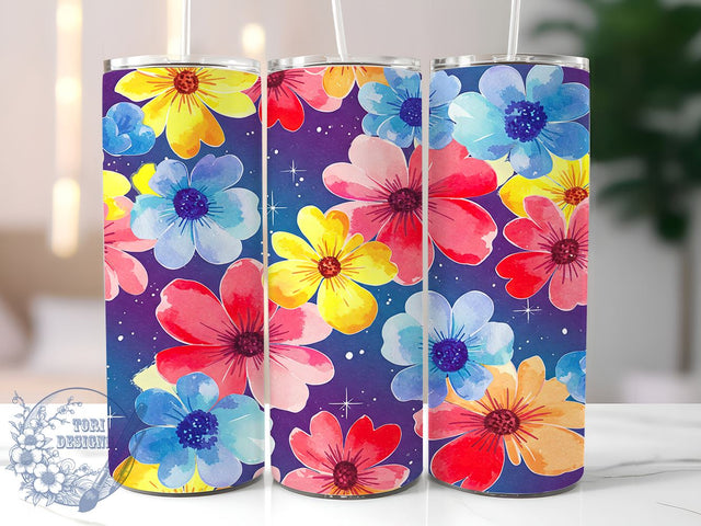 Colorful Wildflower 20oz Tumbler Wrap, Vibrant Floral Design, 20oz Sublimation Tumbler, Bright Flower Drinkware, Floral Gift for Her, Nature Inspired Tumbler, Spring Decor Tumbler Sublimation ToriDesigns 
