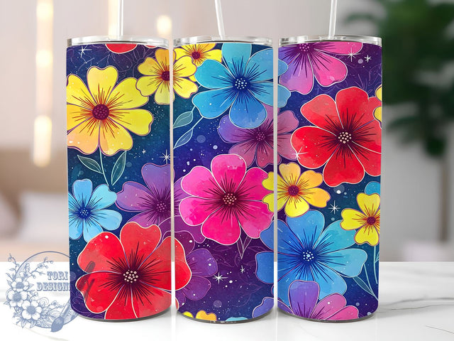 Colorful Wildflower 20oz Tumbler Wrap, Vibrant Floral Design, 20oz Sublimation Tumbler, Bright Flower Drinkware, Floral Gift for Her, Nature Inspired Tumbler, Spring Decor Tumbler Sublimation ToriDesigns 
