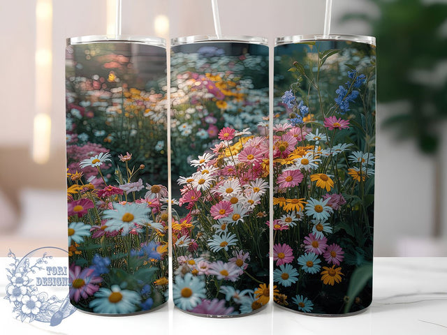 Colorful Wildflower Floral Tumbler, Colorful Blooms, Wildflower Design, Nature Theme, Vibrant Pattern, 20Oz Tumbler, Sublimation Wrap Sublimation ToriDesigns 