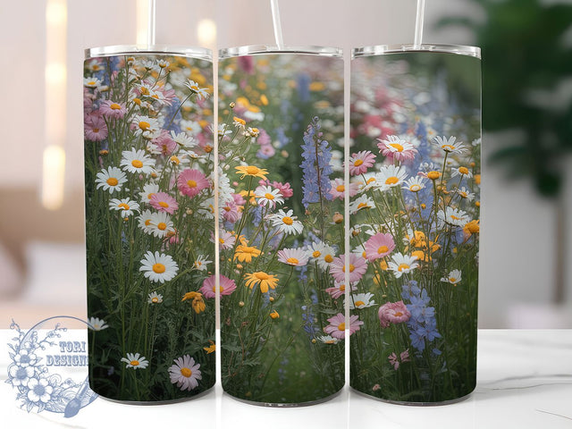 Colorful Wildflower Floral Tumbler, Colorful Blooms, Wildflower Design, Nature Theme, Vibrant Pattern, 20Oz Tumbler, Sublimation Wrap Sublimation ToriDesigns 