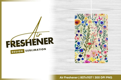 Colorful wildflower meadow pattern illustration air freshener png Sublimation Regulrcrative 