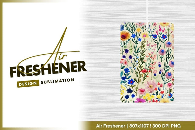Colorful wildflower meadow pattern illustration air freshener png Sublimation Regulrcrative 
