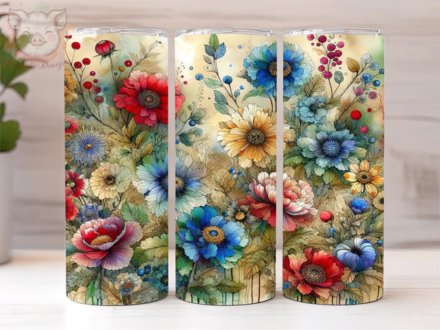 Colorful Wildflowers 20oz Tumbler Png, Straight & Tapered Tumbler Png, Nature Spring Lover Tumbler Png, Digital Download PNG Sublimation Lara' s Designs 
