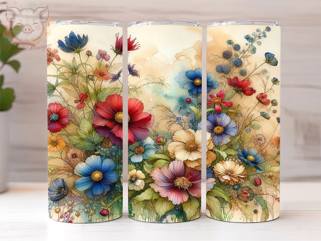 Colorful Wildflowers 20oz Tumbler Png, Straight & Tapered Tumbler Png, Nature Spring Lover Tumbler Png, Digital Download PNG Sublimation Lara' s Designs 