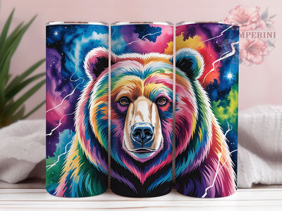 Colorful Wildlife Bear Print Tumbler Wrap, Sublimation Design, Colorful Bear Wrap, Wildlife Tumbler Design, Animal Print Tumbler, 20Oz Tumbler, Digital Download Sublimation Li Zamperini 