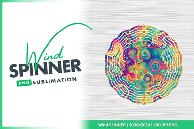 Colorful Wind Spinner Round Png Design with Floral and Abstract Patterns Sublimation Regulrcrative 