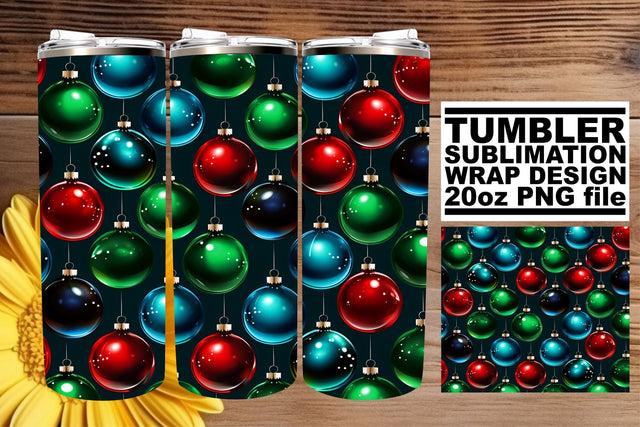 Colorful Winter Holiday Tumbler - 3D Ornaments 20oz Sublimation afrosvg 