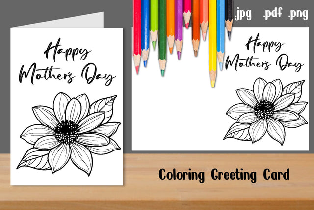 Coloring Mother's Day Card Template SVG zafrans studio 