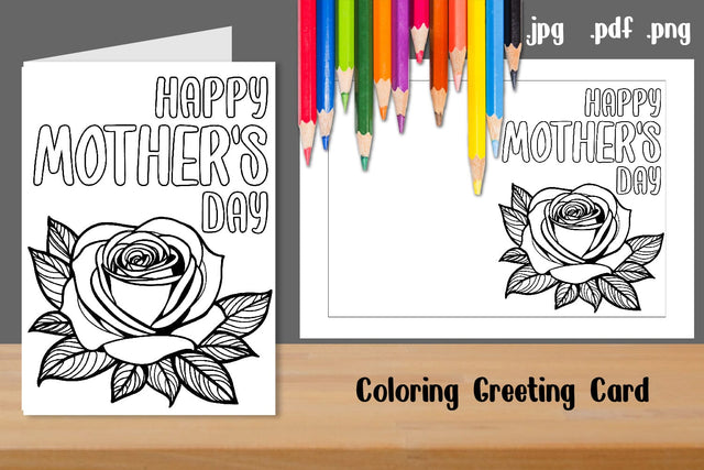 Coloring Mother's Day Card Template SVG zafrans studio 