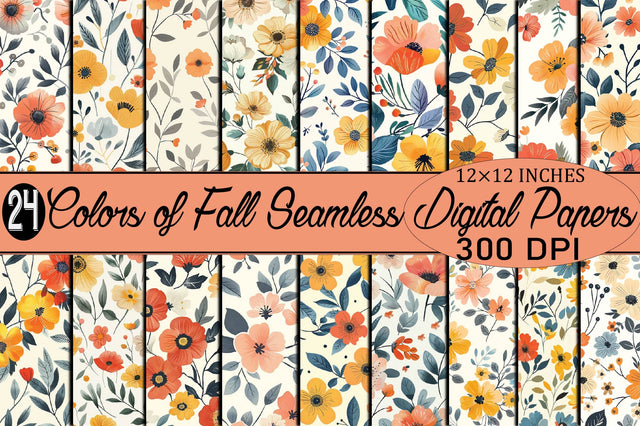 Colors of Fall Seamless Digital Papers Digital Pattern SVGArt 