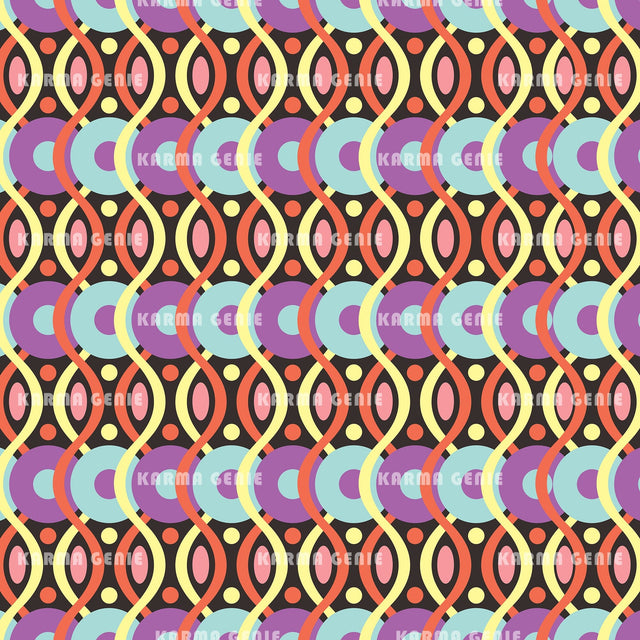 Colourful Mid Century Modern 1970s Geometric Pattern Digital Paper Digital Pattern Karma Genie Graphics 