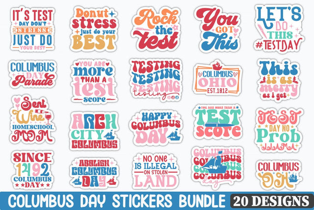Columbus Day Stickers Bundle SVG akazaddesign 