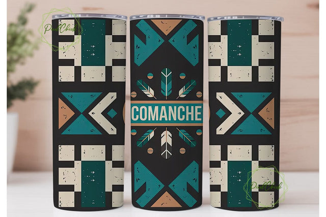 Comanche Tribal Tumbler Wrap Sublimation PixelChick 