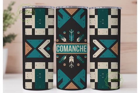 Comanche Tribal Tumbler Wrap Sublimation PixelChick 