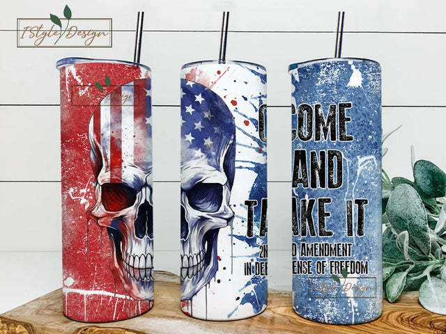 Come And Take It Patriotic American Tumbler Wrap, 20 oz Skinny Tumbler Sublimation Design, 2nd Amendment Tumbler, Digital Download PNG Sublimation iStyleDesign 