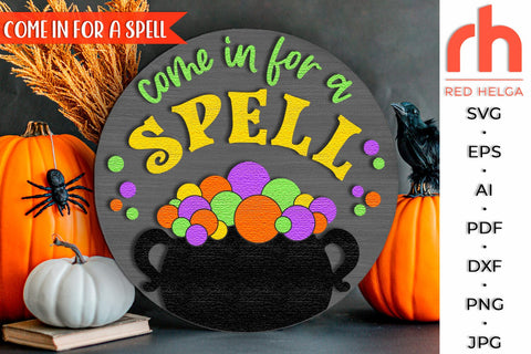 Come In for a Spell SVG, Halloween Door Sign, Witch Cauldron SVG RedHelgaArt 