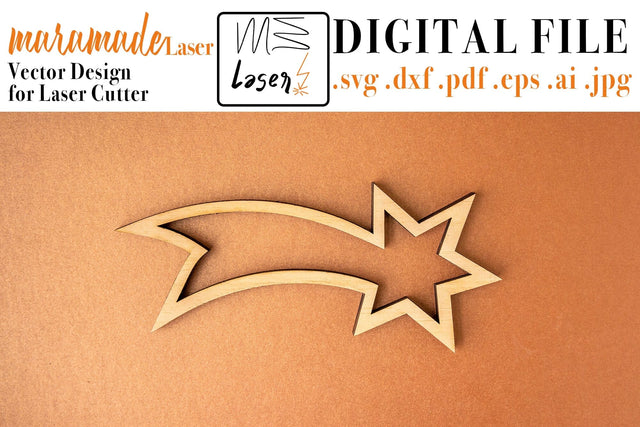 Comet Christmas Decoration Vector File for Laser Cutter. SVG MaramadeLaser 