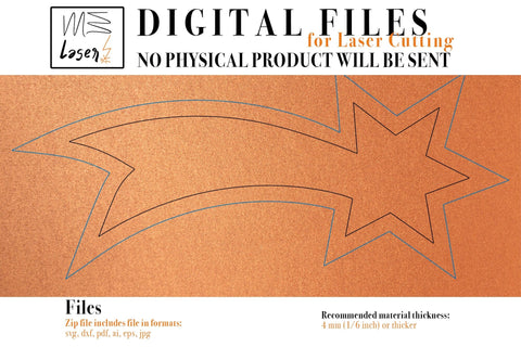 Comet Christmas Decoration Vector File for Laser Cutter. SVG MaramadeLaser 