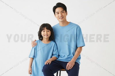 Comfortable light blue t-shirts for men and women Mock Up Photo Regulrcrative 