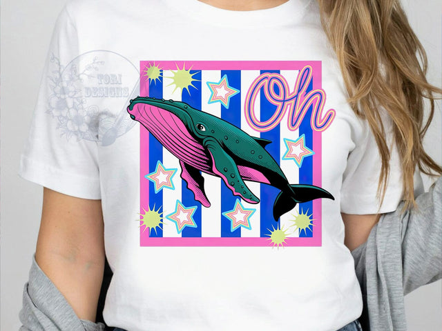 Comic Whale Ocean T-Shirt PNG, Bold Poster, Humpback Leap, Ocean Life, Sublimation PNG, Statement Shirt, Marine Vibes Sublimation ToriDesigns 