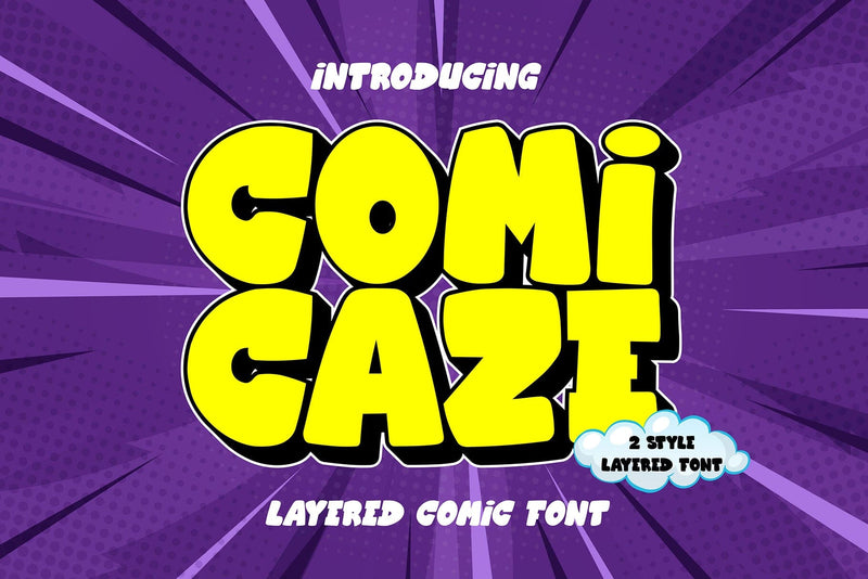 Comicaze - 3d Layered Comic Font Font Mozzatype 