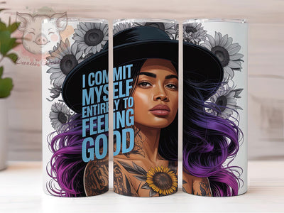 Commit To Feeling Good 20oz Tumbler, Daily Affirmation Tumbler, Sublimation Wrap, 20oz Tumbler Design, Inspirational Gift, PNG Tumbler Wrap, Motivational Quote Sublimation Lara' s Designs 