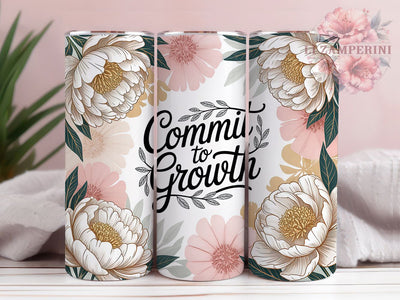 Commit to Growth 20oz Tumbler, Growth Mindset Wrap, 20oz Skinny Tumbler, Inspirational Sublimation PNG, Professional Development Art, Whimsical Motivational Graphic, Bold Typography Design, Empowerment Sublimation Li Zamperini 