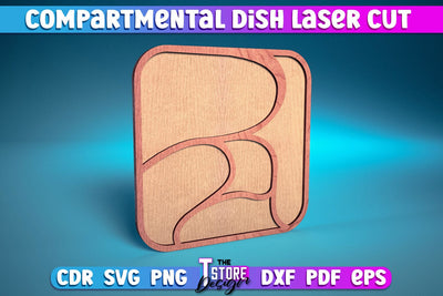 Compartmental Dish Laser Cut | Home Design | Wooden Dish | CNC File SVG The T Store Design 
