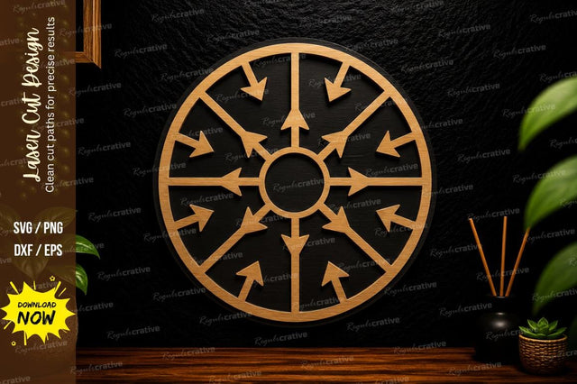 Compass Arrow Circle Laser Cut Svg Design SVG Regulrcrative 