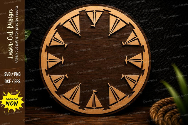 Compass Style Round Frame Laser Cut SVG Design SVG Regulrcrative 