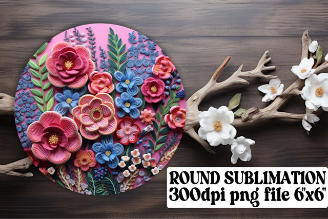 Complete Embroidered Floral Sublimation Collection - Circle, Keychain, Car Coaster Sublimation afrosvg 