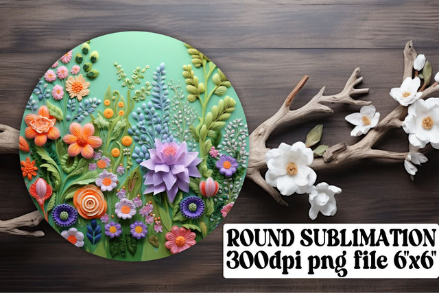 Complete Sublimation Artistry - Embroidered Flowers, Circle, Keychain, Car Coaster Sublimation afrosvg 