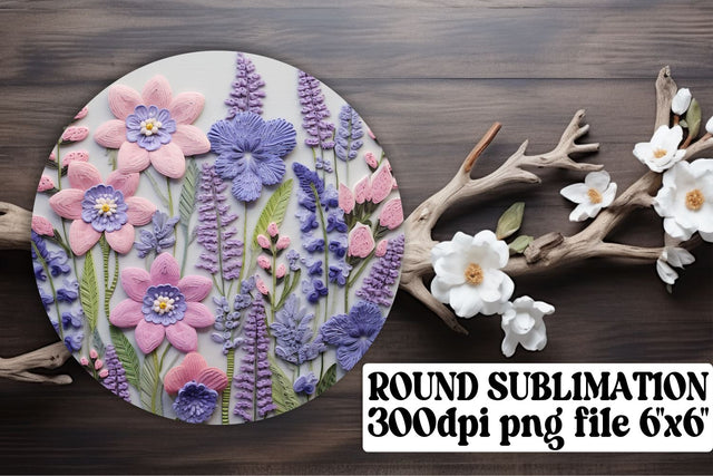 Complete Sublimation Set with Embroidered Flowers - Circle, Keychain, Car Coaster Sublimation afrosvg 