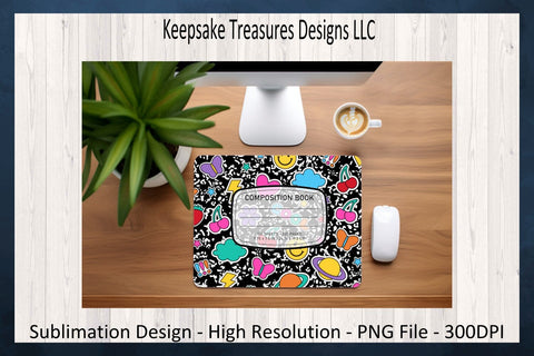 Composition Book, Back To School Mouse Pad and Coaster Set, Teacher Gifts, Sublimation Png, Instant Download Sublimation Keepsake Treasures Designs LLC. 