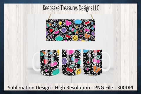 Composition Book Retro School 11oz Mug Warp and Matching Coasters, Teacher Gift, Sublimation Png Printable Sublimation Keepsake Treasures Designs LLC. 