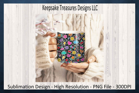 Composition Book Retro School 11oz Mug Warp and Matching Coasters, Teacher Gift, Sublimation Png Printable Sublimation Keepsake Treasures Designs LLC. 